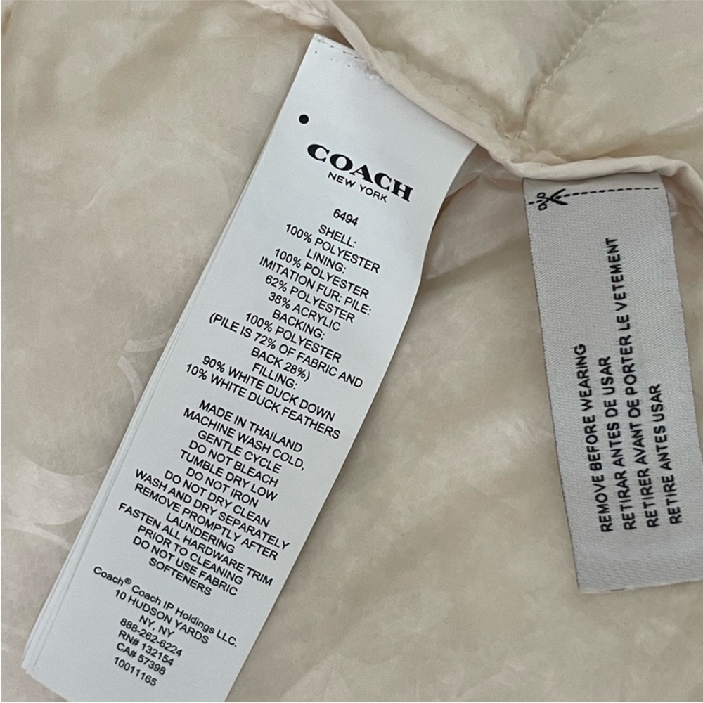Coach Women's Off-White Hooded Puffer Jacket - Picture 14 of 15